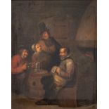 Attrib. to Egbert Van Heemskerck (1610-1680), tavern scene, oil on oak 30 x 25 cm. (11.8 x 9.8 in.),