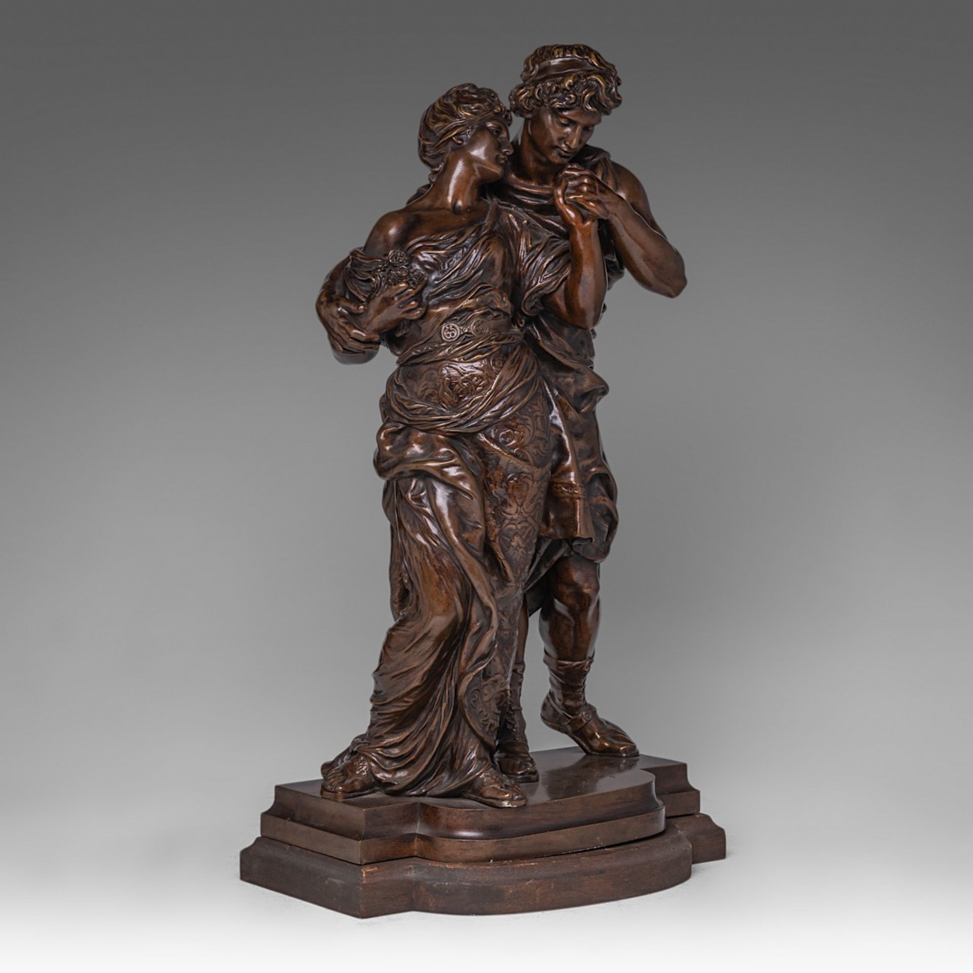 Gustave Frederic Michel (1851-1924), couple in love, patinated bronze, H 58 cm - Bild 5 aus 7