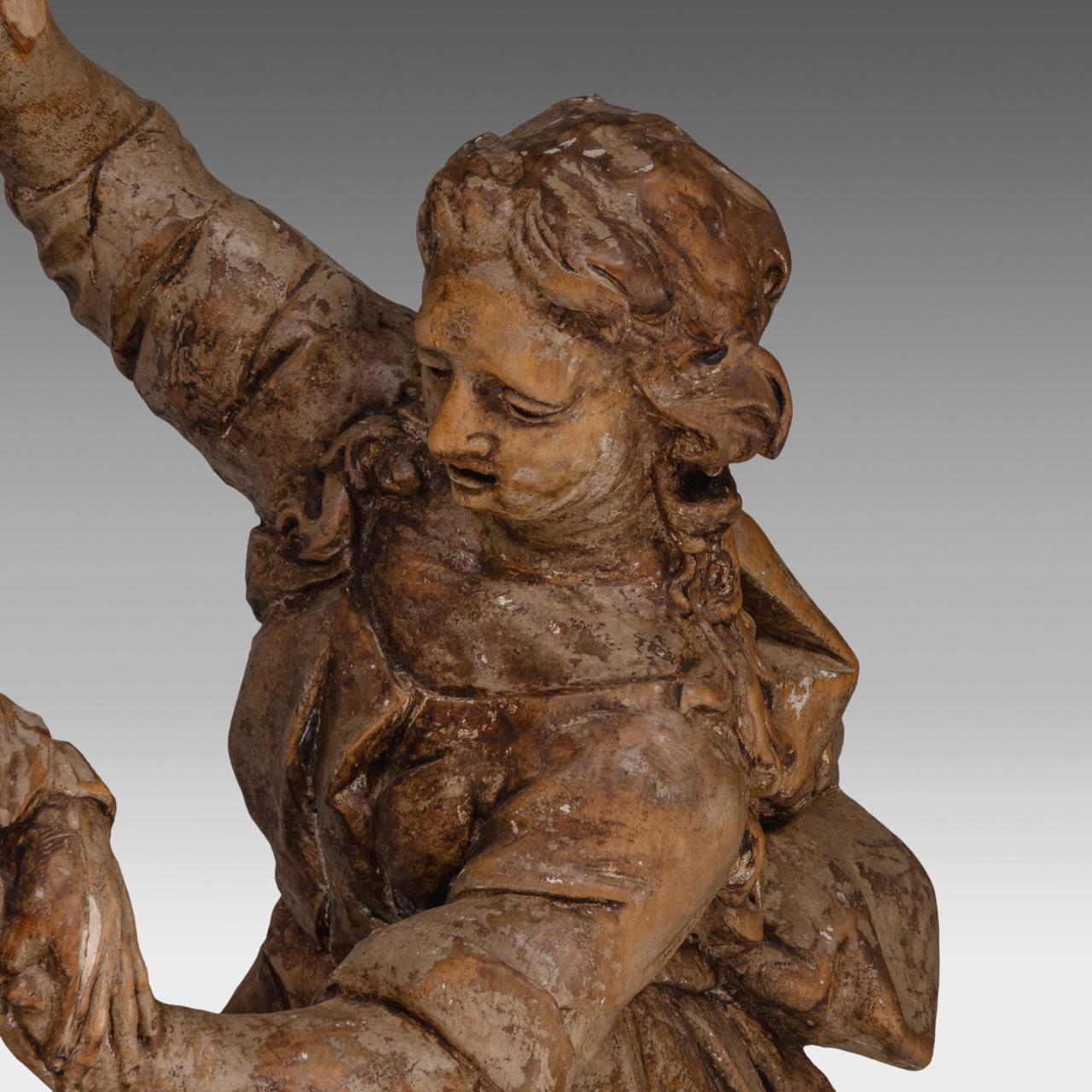 A dramatic German 16thC limewood retable fragment of the Crucifixion scene, H 74 - W 90 cm - Image 11 of 11