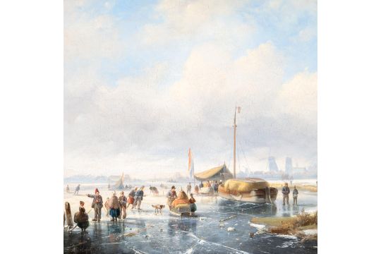 Andreas Schelfhout (1787-1870), ice skaters in Holland, oil on mahogany 32.5 x 41 cm. (12.8 x 16.1 i - Bild 4 aus 10