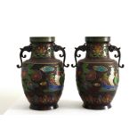 Pair of antique Chinese Cloisonné Vases on Bronze