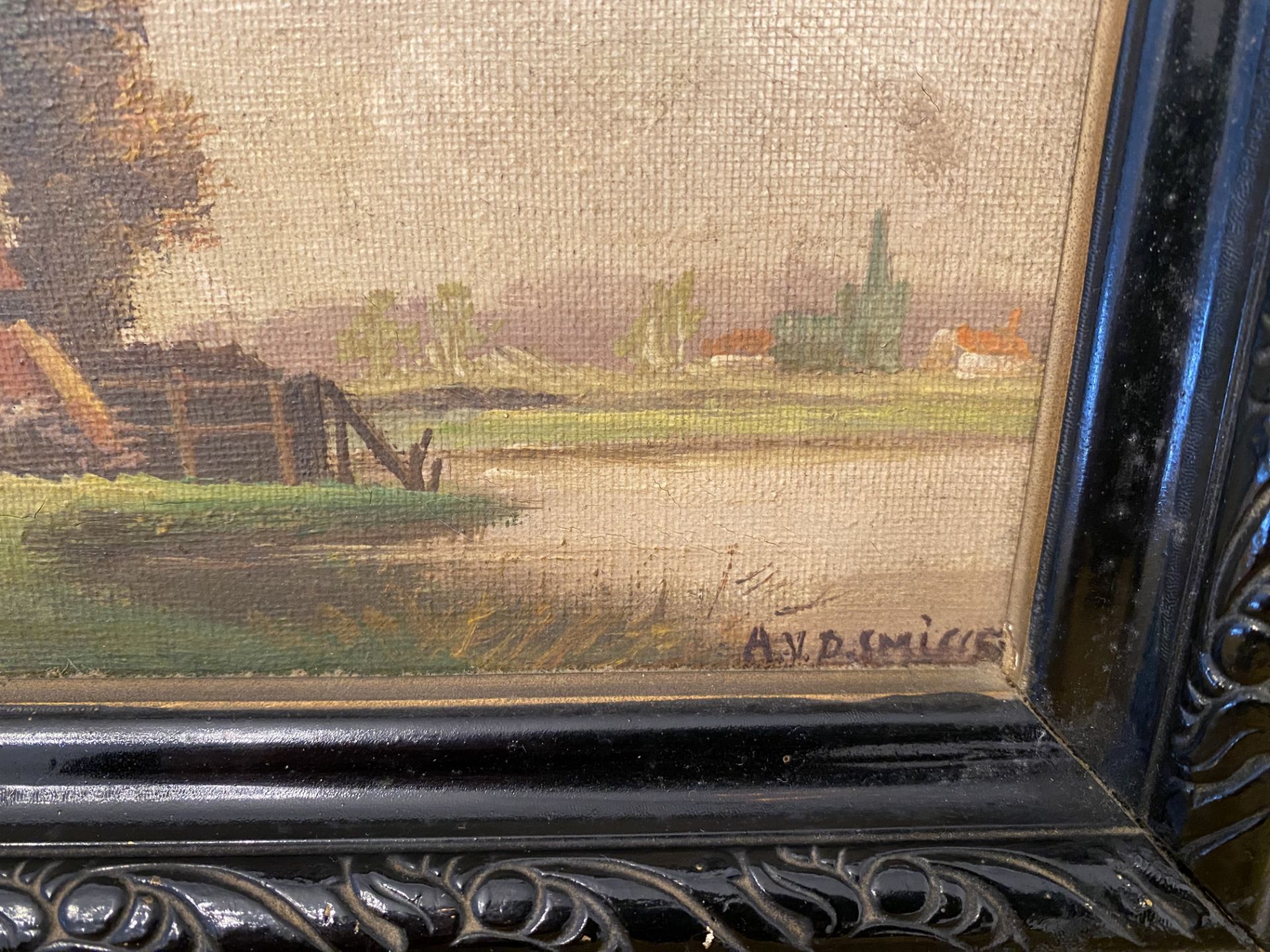 Pair of small Oil on Canvas Signed Van Der Smisse - Bild 4 aus 8