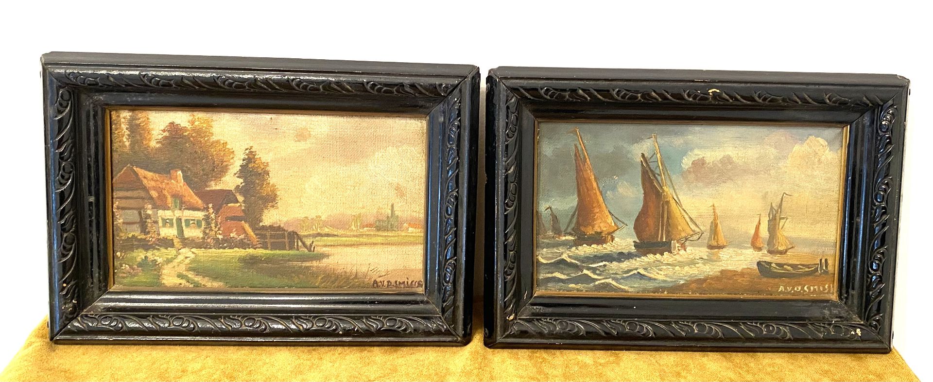Pair of small Oil on Canvas Signed Van Der Smisse