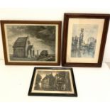 Lot of 3 etchings signed Albert Goethals