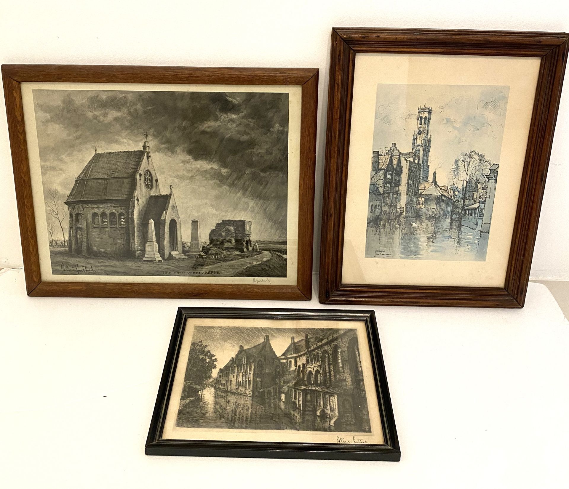 Lot of 3 etchings signed Albert Goethals