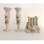 Pair of vases and flower pot in Biscuit