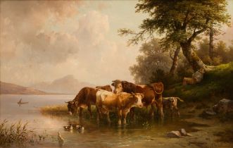 Edmund Mahlknecht: Herd of cattle on the lakeshore