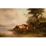 Edmund Mahlknecht: Herd of cattle on the lakeshore