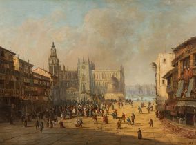 Alexandre Defaux: Procession in front of a cathedral