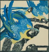 Ludwig Heinrich Jungnickel: Three blue macaws ("Schönbrunner Tiertypen")