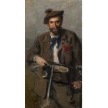 Hans Temple: Portrait of the Viennese painter Hans Wilt (1867-1917) with bicycle