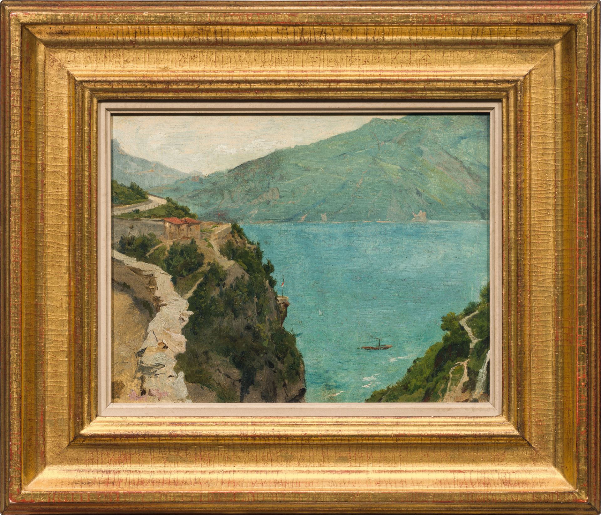 Emilie Mediz-Pelikan: the small steamer (view into the river valley, Isonzo?) - Image 2 of 2