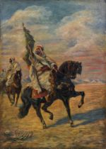 Artist of the 19th century: Arabian horsemen