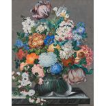 Circle of Leopold Zinnögger : Bouquet in glass vase