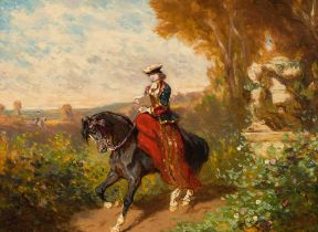 Alexander Ritter von Bensa: Elegant lady on horseback