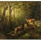 Franz X. von Pausinger: Deer in a sunny forest clearing