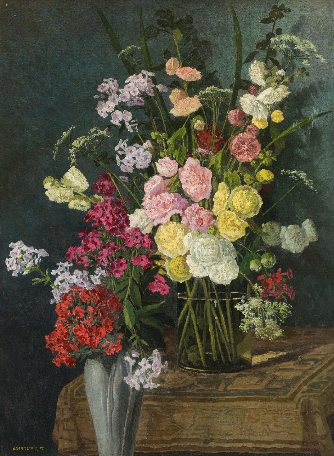 Walter Gottfried Stoitzner: Flower piece (hollyhocks)