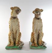 Paar Keramikfiguren, "Geparden", wohl Italien 1950er Jahre, polychrom, Pendants, weiblicher und män