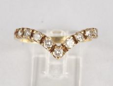 Ring, GG 585, 9 Brillanten zus. ca. 0.30 ct., ca. 2.52 g, RM 56