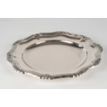 Offering plate, silver 800, Wilkens, moulded rim with leaf and ribbon decoration, ø 27 cm, approx. 