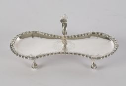 Snuffer Tray, Silber 925, George III, London, 1770, Meistermarke I.C, eingezogenes Tablett auf vier