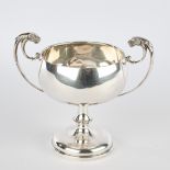 Foot bowl, silver 925, Birmingham, 1933, F. Fattorini & Son Ltd, goblet-shaped, two raised handles 