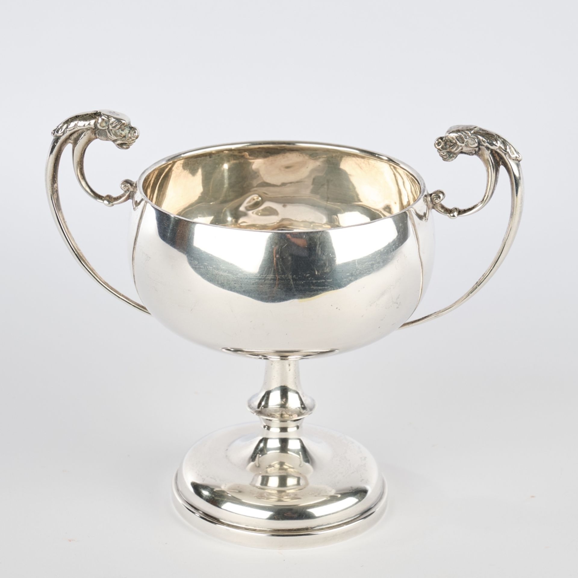 Foot bowl, silver 925, Birmingham, 1933, F. Fattorini & Son Ltd, goblet-shaped, two raised handles 