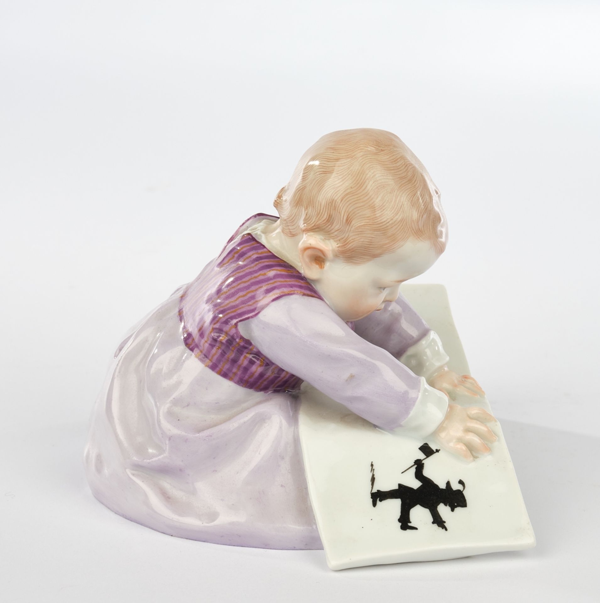 Porcelain figurine, , "Child with picture book, large", Meissen, sword mark, 1904-1924, 1st choice, - Image 3 of 5