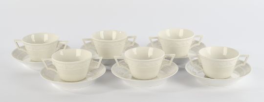 6 soup cups, , 6 saucers, KPM Berlin, Kurland, white porcelain, 6 cm high