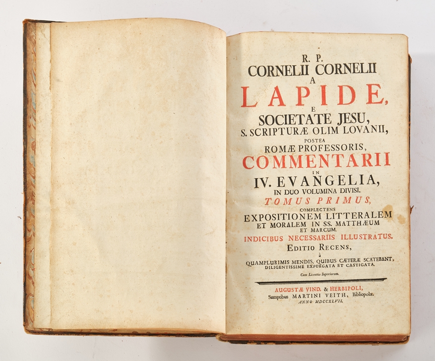 Book, Cornelius a Lapide, "Commentarii in IV. Evangelia, in duo volumina divisi. Tomus Primus, comp