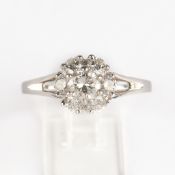 Ring, WG 750, 7 Brillanten zus. ca. 0.88 ct., etwa tw, ca. 4.64 g, RM 52