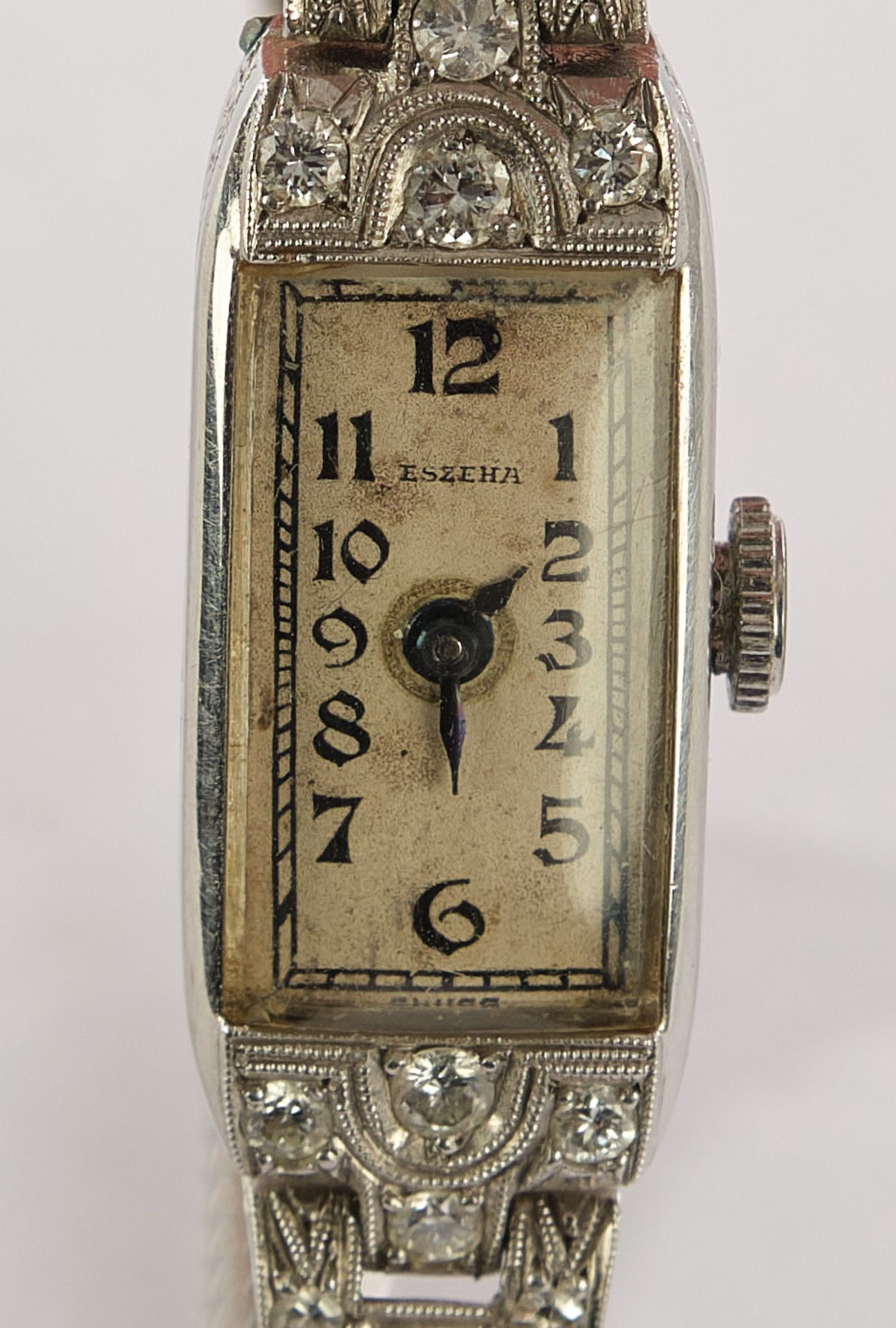 "Eszeha",, Woman's wristwatch, Art Déco, WG 750, 2 brilliant-cut diamonds approx. 0.20 ct., 16 diam - Image 2 of 2