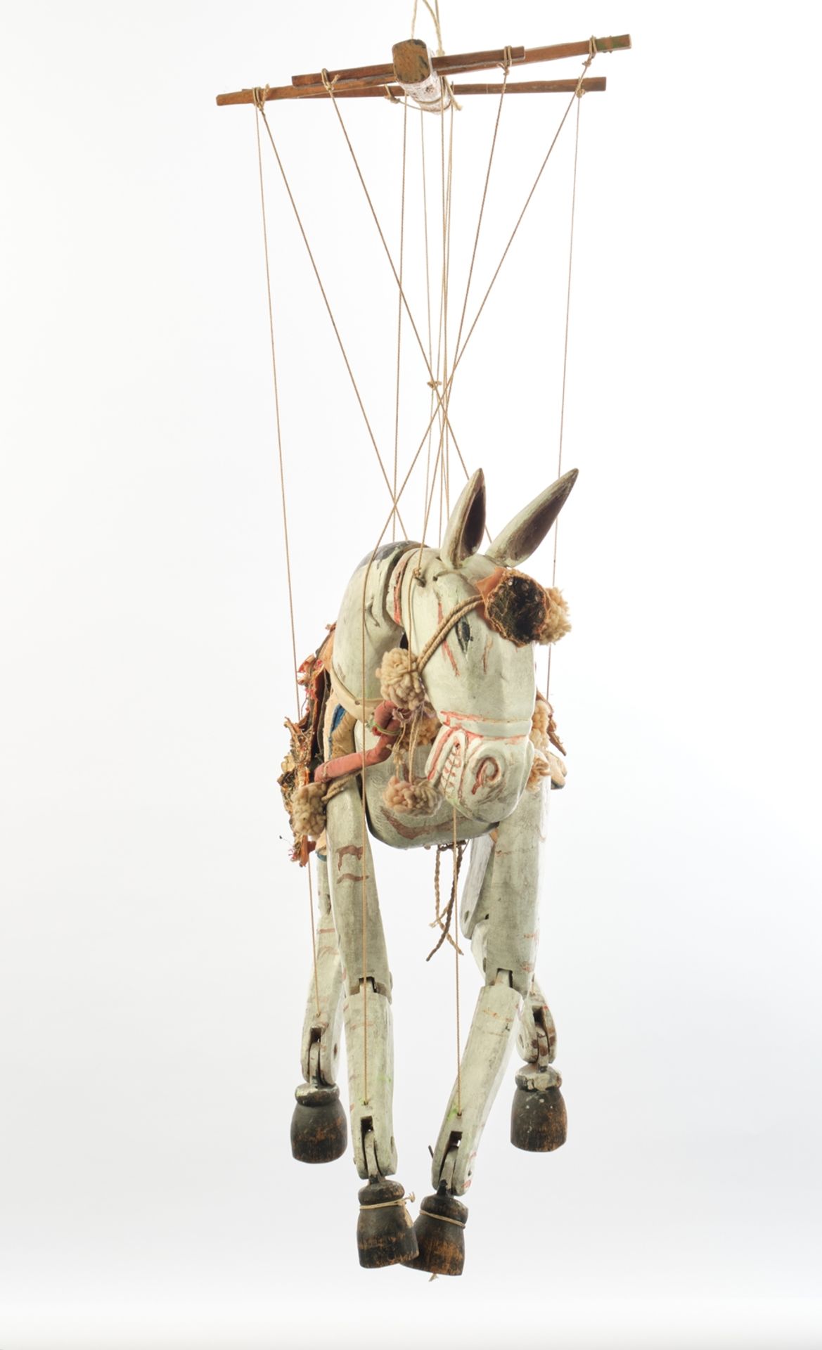 Marionette,,"Horse", Burma, 2nd half 20th century, wood, painted, fabric saddle, embroidered with b - Image 2 of 4