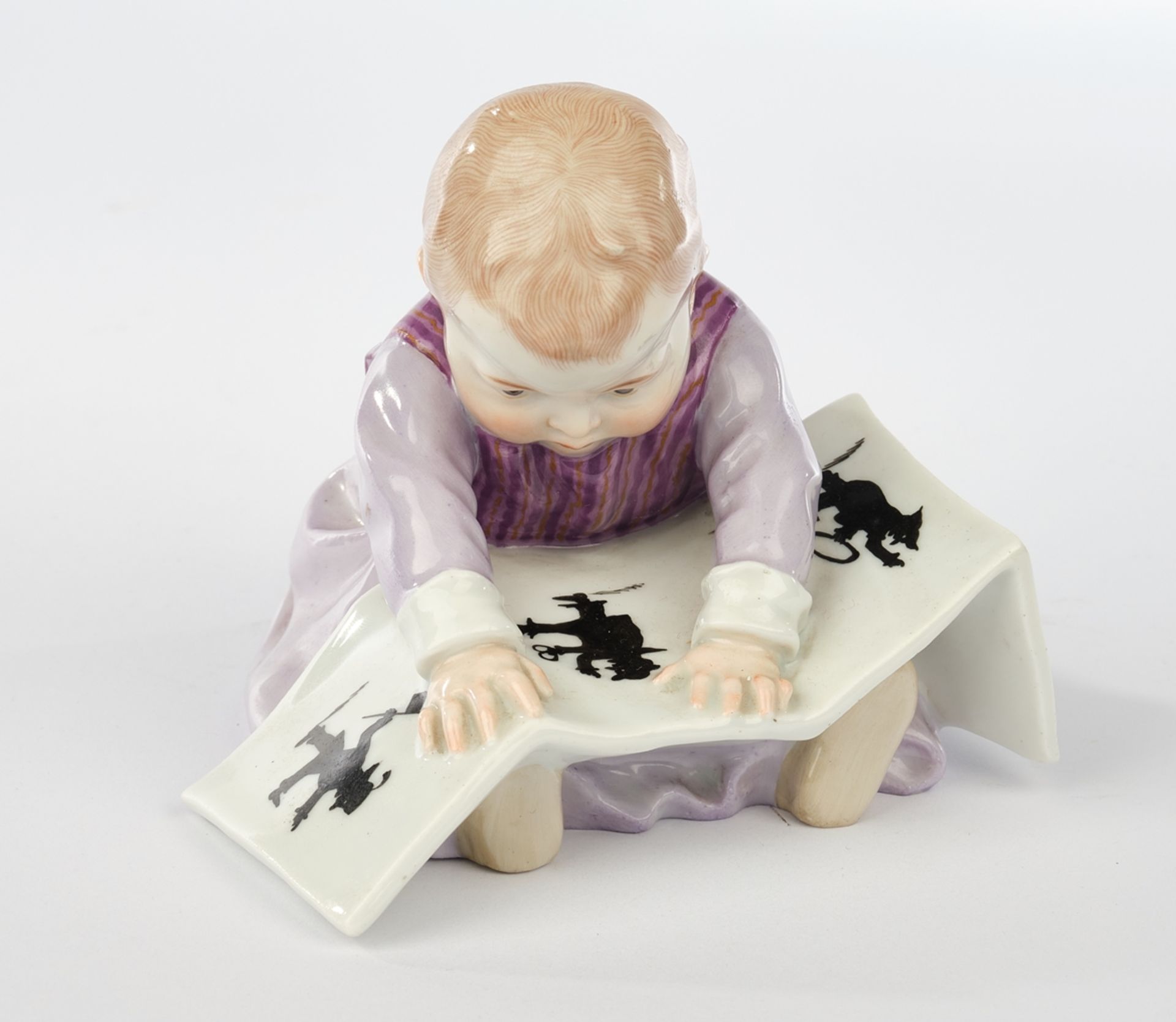 Porcelain figurine, , "Child with picture book, large", Meissen, sword mark, 1904-1924, 1st choice, - Image 2 of 5