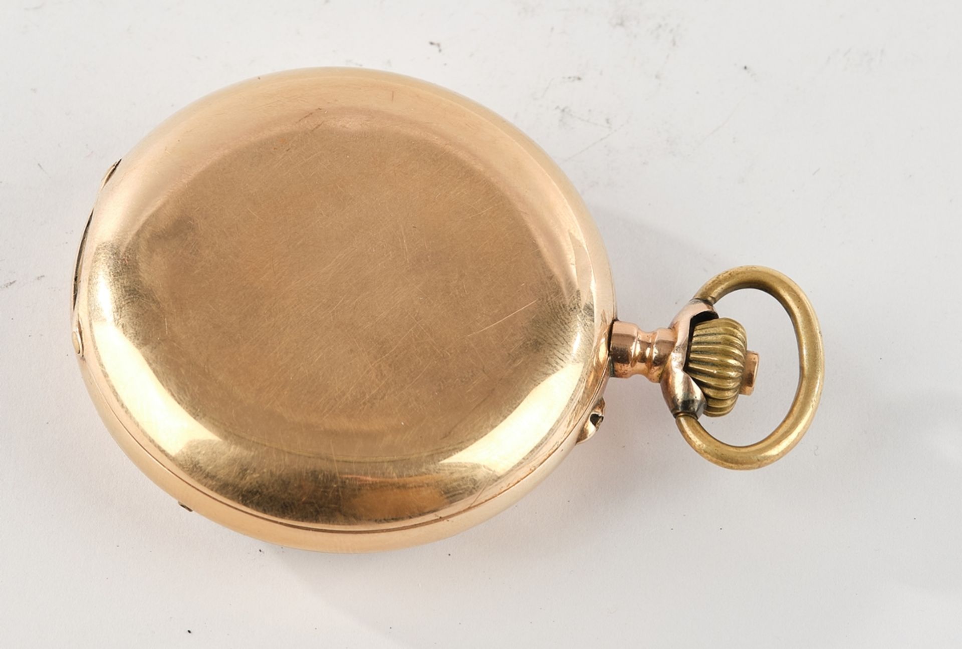 Calendar pocket watch, Switzerland, circa 1905, marked "Calendrier Brevete", rose gold 585 case, wh - Image 2 of 3