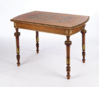 Tisch im Stil Napoleon III., Frankreich, 3. Drittel 19. Jh., Teak furniert, Platte mit floralen und