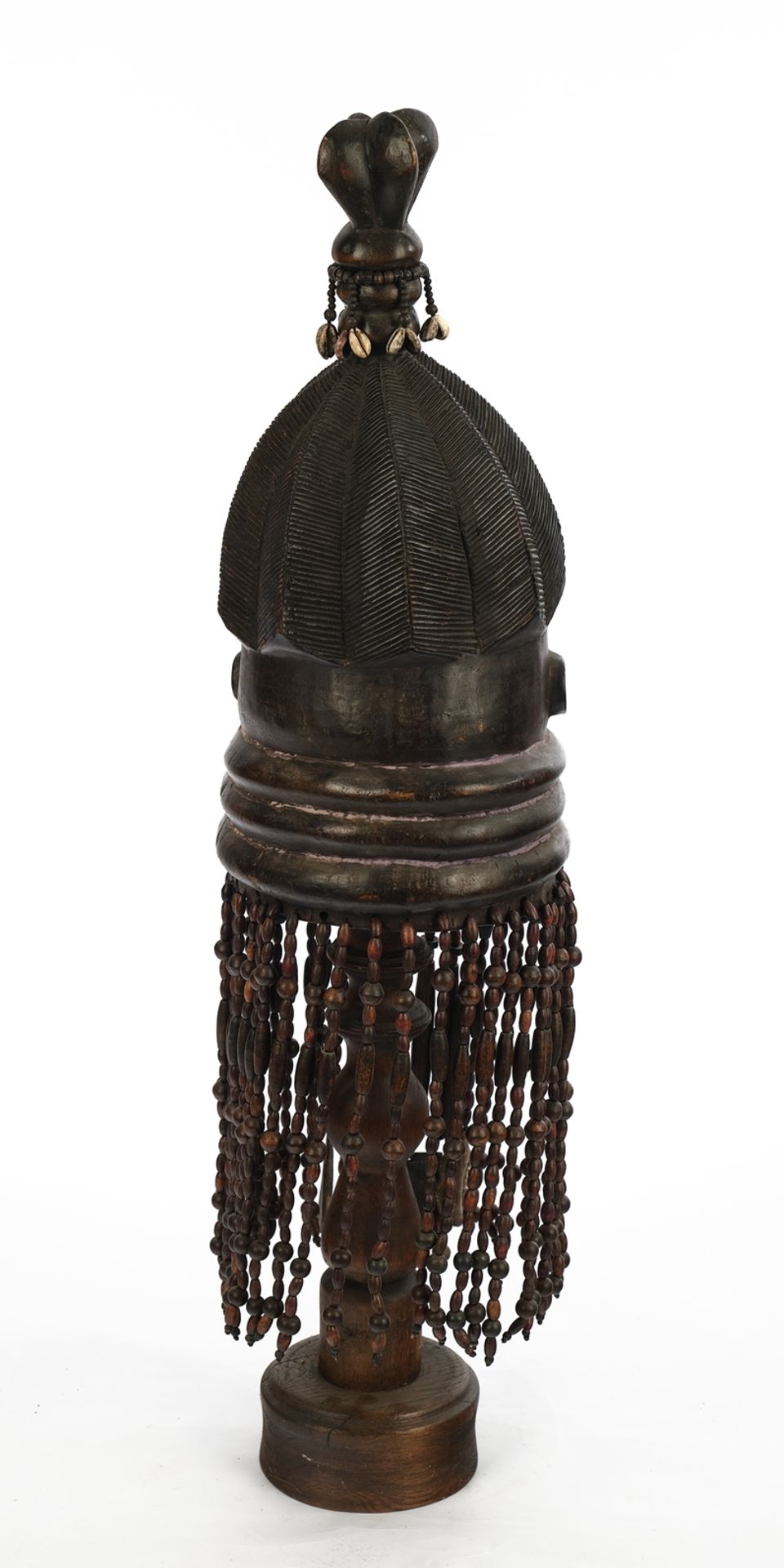 Helm-Stülpmaske, weiblich, Sande, Mende, Sierra Leone, Afrika, Holz, schwarzbraun patiniert, Gesich - Bild 2 aus 2