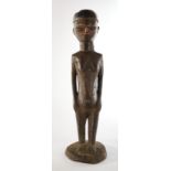 Figur, weiblich, Yoruba, Nigeria, Afrika, Holz, dunkel patiniert, stehend, Gesicht mit Restspuren r