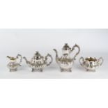 Coffee pot, teapot, , teapot, cream jug, sugar bowl, silver 925, London, 1837, 1839, 1842, Joseph I