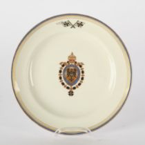 Plate, , "Kaiserliche Marine", KPM Berlin, 1908, antique lustre, on the banner the crossed flags of