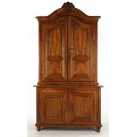 Cabinet top, Baroque, West German, c. 1770, solid walnut, two-part body with two doors each, top wi