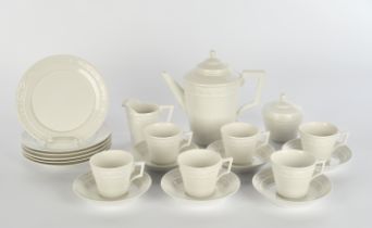 Coffee service, 21-piece, KPM Berlin, Kurland, white porcelain: coffee pot, cream jug, sugar bowl, 