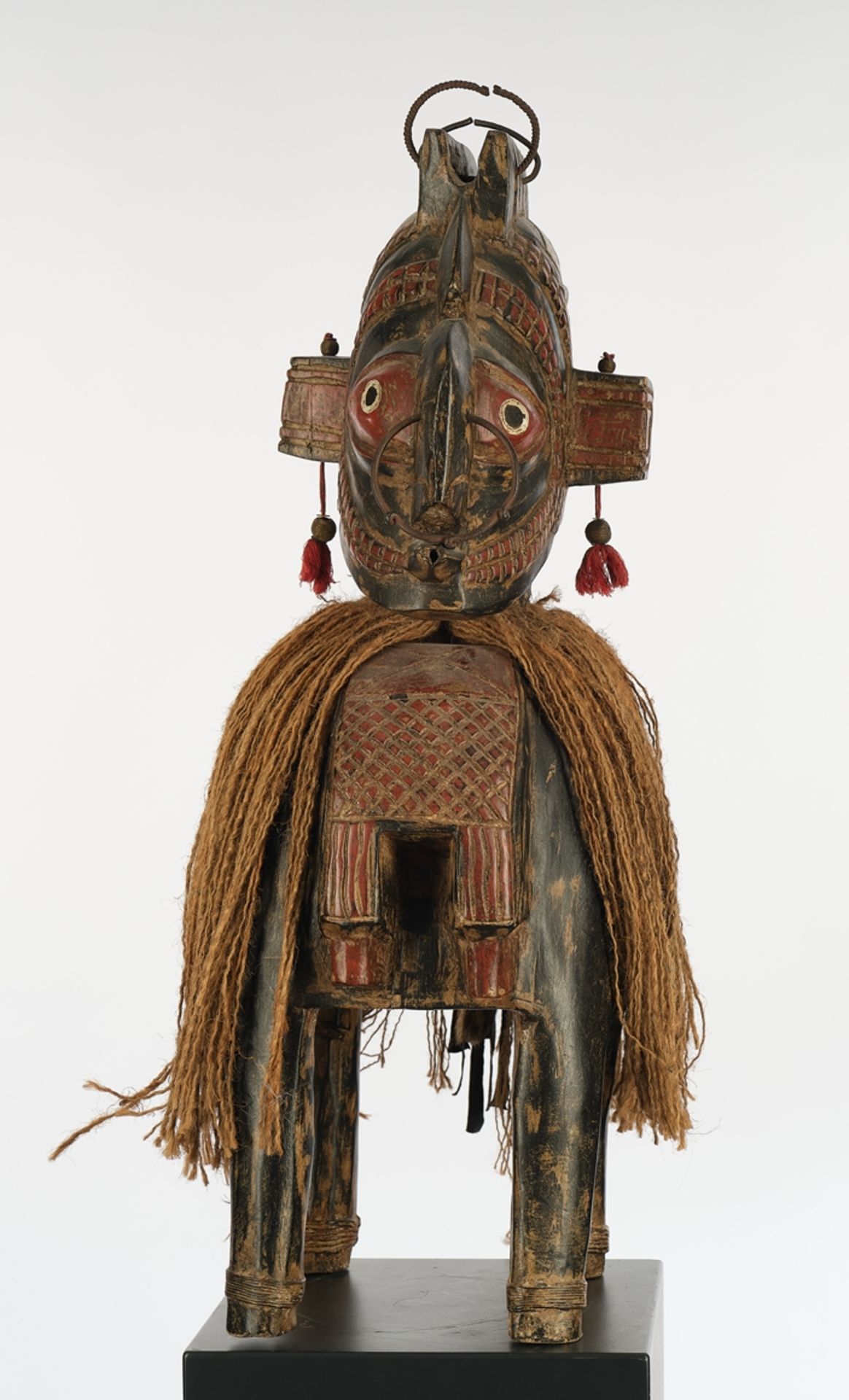 Nimba-Schultermaske, weiblich, Baga, Guinea, Elfenbeinküste, Afrika, Holz, rot, schwarz, weiß gefas