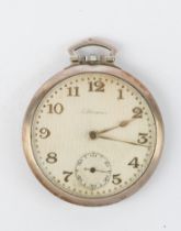 Pocket watch, 1930s, silver 800 case, dial with Arabic indices and small second on the "6", marked 