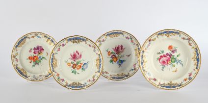 3 cake plates, , soup plates, KPM Berlin, 19th/20th century, antique decoration, polychrome and gol