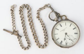 Spindle pocket watch, London, probably 1893, silver case, white enamelled dial sign. "George Readin