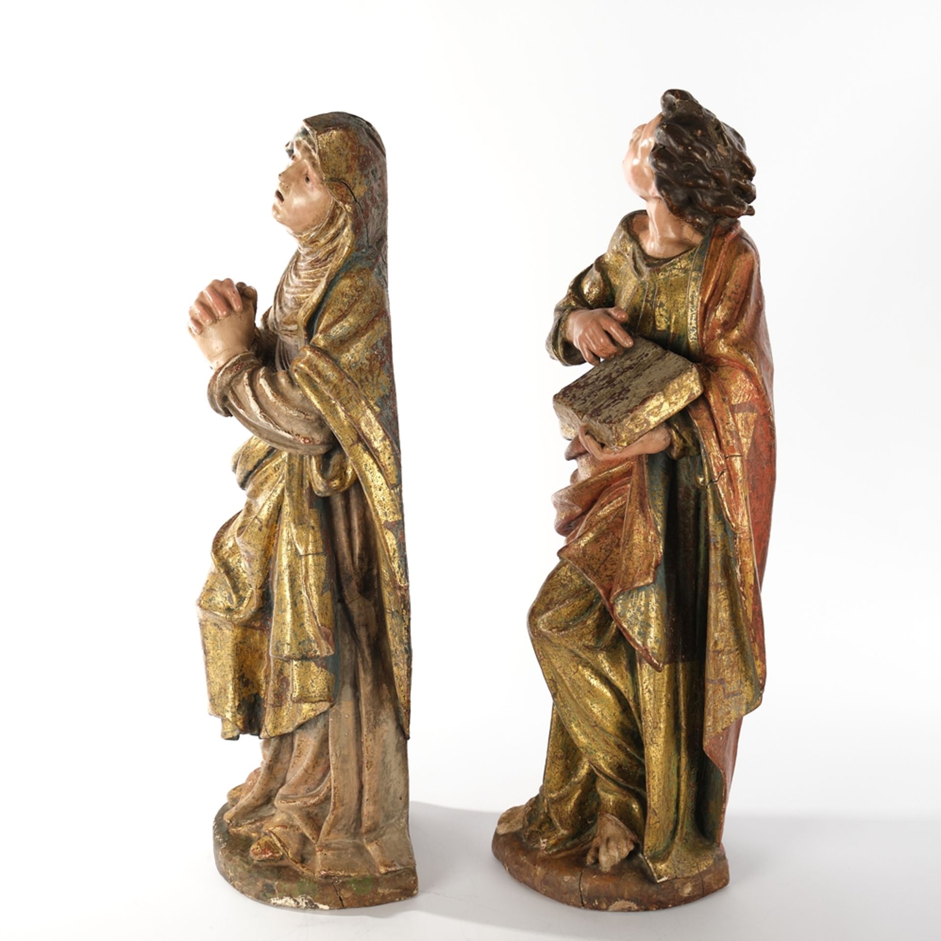 2 wooden figures(17th century),"Mary"and "John",(17th century), - Image 4 of 4