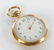 Pocket watch, GG 750, case no. 14086, dial with Arabic indices, case back with floral Louis XV deco