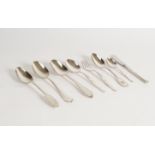 A collection of 8 pieces of cutlery, silver, various designs: 6 spoons, forks, knives, together app