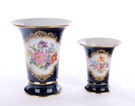 2 vases, , "Amsterdam style", Meissen, sword mark, 1st choice, trumpet shape, show-side reserve wit